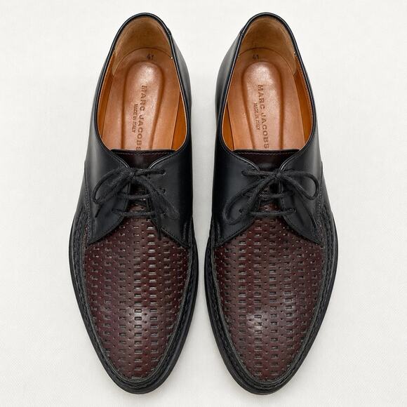 Marc Jacobs Made In Italy Woven Leather Derby Shoes Mens EU 41 US 8 Oxford EUC